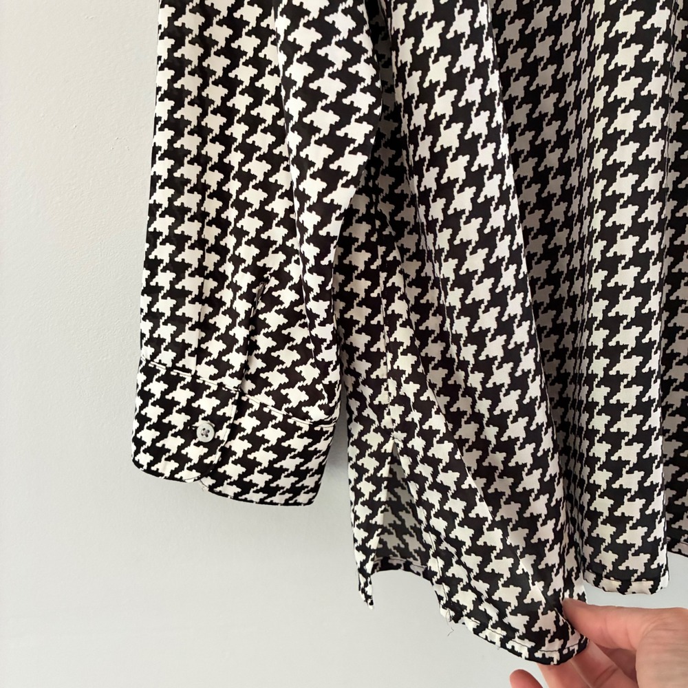 Lauren Ralph Lauren Shirt 3X Houndstooth Blouse Office Sophisticated Preppy - Picture 9 of 9
